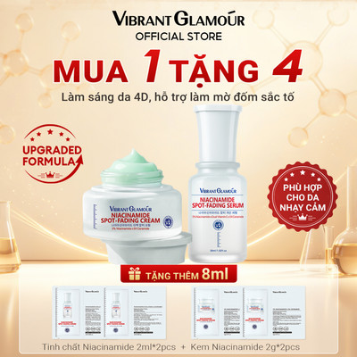 Bộ Đôi Serum & Kem Niacinamide 2.0 VIBRANT GLAMOUR | Mờ Đốm Sẫm Không Tái Sạm, Dưỡng Trắng Đều Màu, Phục Hồi Hàng Rào Da, Không Nhờn Rít, Phù Hợp Da Nhạy Cảm