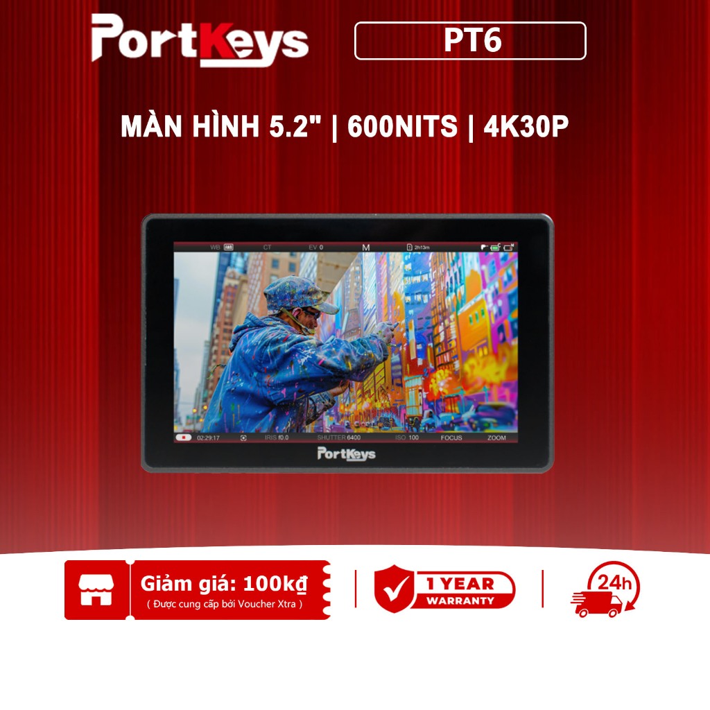 Portkeys PT6 5.2 Inch Màn Hình Cảm Ứng Camera Trường Màn Hình 3D LUT 600nit 1080P Màn Hình Hỗ Trợ Ph