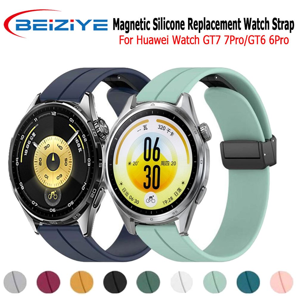 Beiziye Dây đeo silicon cho Huawei Watch GT6 5 GT6 5 Pro 46mm Dây đeo đồng hồ thông minh Khóa từ tín