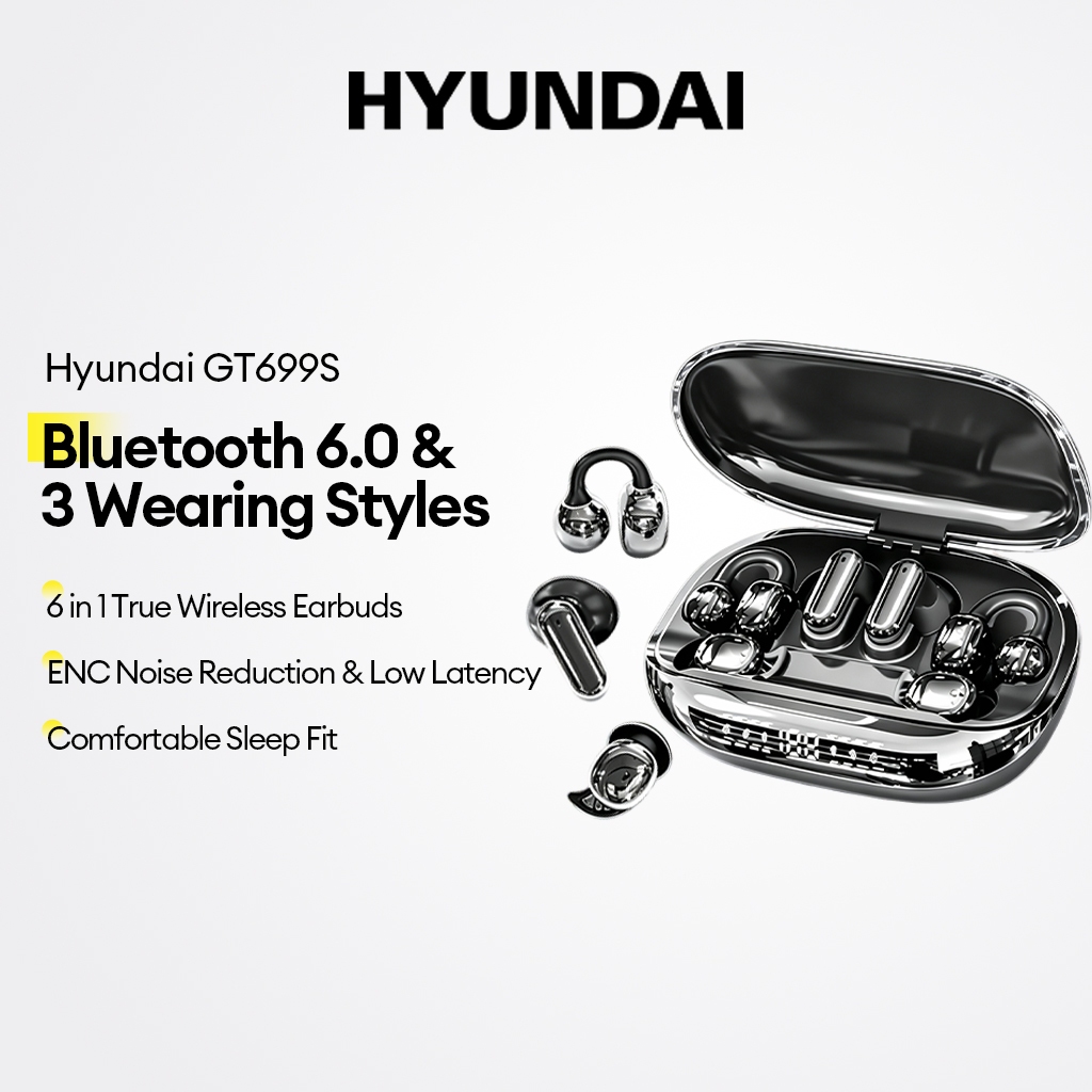 Tai nghe Bluetooth Hyundai GT699S Tai nghe không dây thực sự 6 trong 1 với 3 kiểu đeo Bluetooth 6 0 ENC Giảm tiếng ồn Tai nghe ngủ chơi game có độ trễ thấp | BigBuy360 - bigbuy360.vn