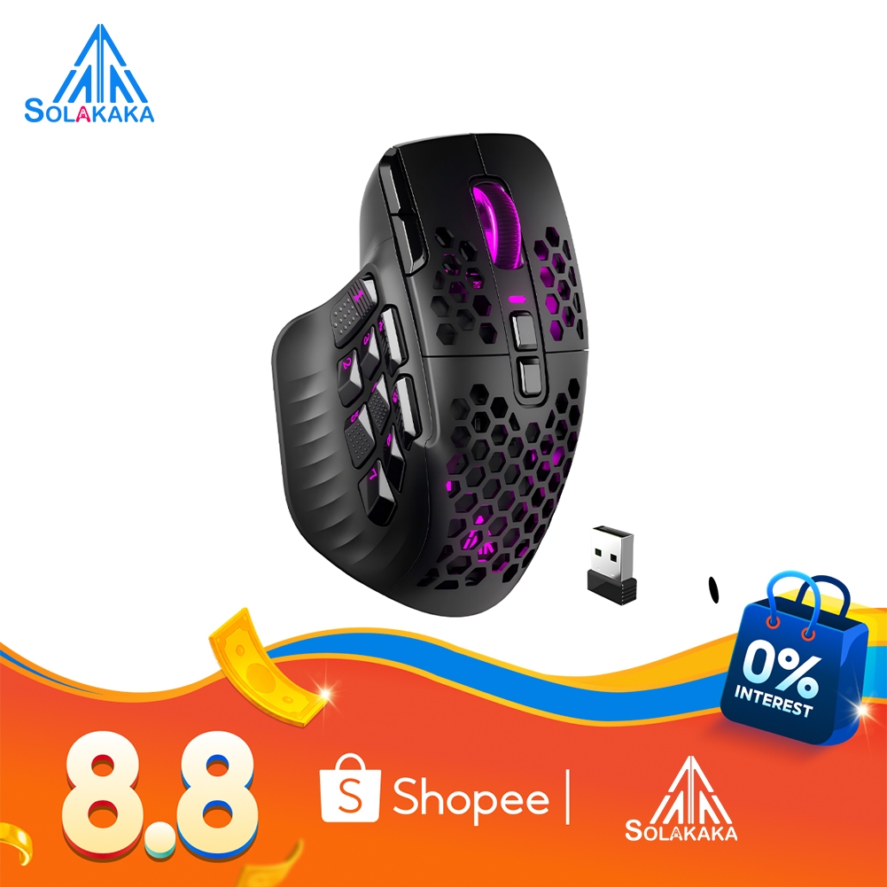Solaka SM809 PRO MMO Chuột chơi game Bluetooth không dây 2.4G có dây Tùy chỉnh Phím bên DIY Thay thế vỏ bên