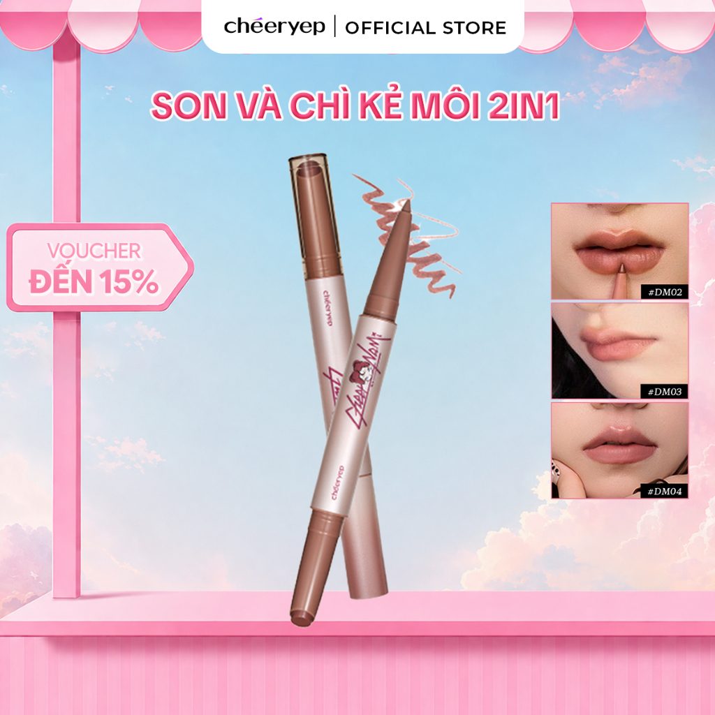 [NEW] Son Hai Đầu CHÉERYEP Kết Hợp Kẻ Viền Môi Và Son Lì Tạo Dáng Môi Đầy Đặn Bền Màu Không Khô Môi 1.2g