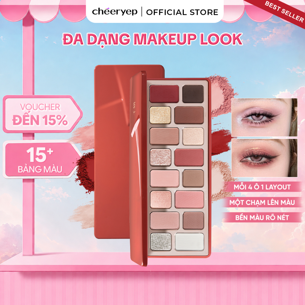 Bảng Phấn Mắt CHÉERYEP 16 Ô Đa Năng Phấn Mịn Lên Màu Chuẩn Đa Dạng Phong Cách Trang Điểm