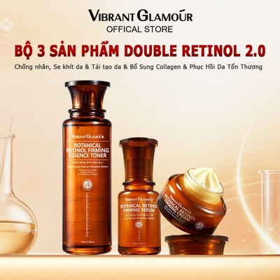 Bộ 3 món dưỡng da VIBRANT GLAMOUR Retinol gồm nước hoa hồng serum và kem dưỡng chống nhăn làm săn chắc da tái tạo da hỗ trợ tăng sinh collagen cải thiện tình trạng da tổn thương