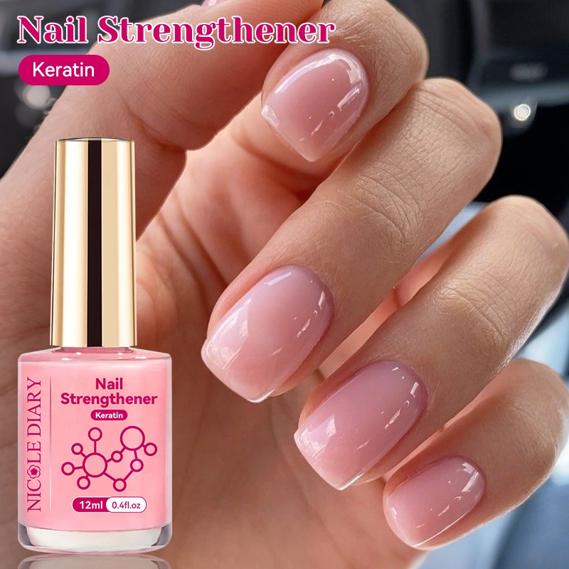 NICOLE DIARY 12ml Dụng cụ tăng cường móng tay màu hồng tự nhiên để nâng cao độ bóng Keratin Sơn móng