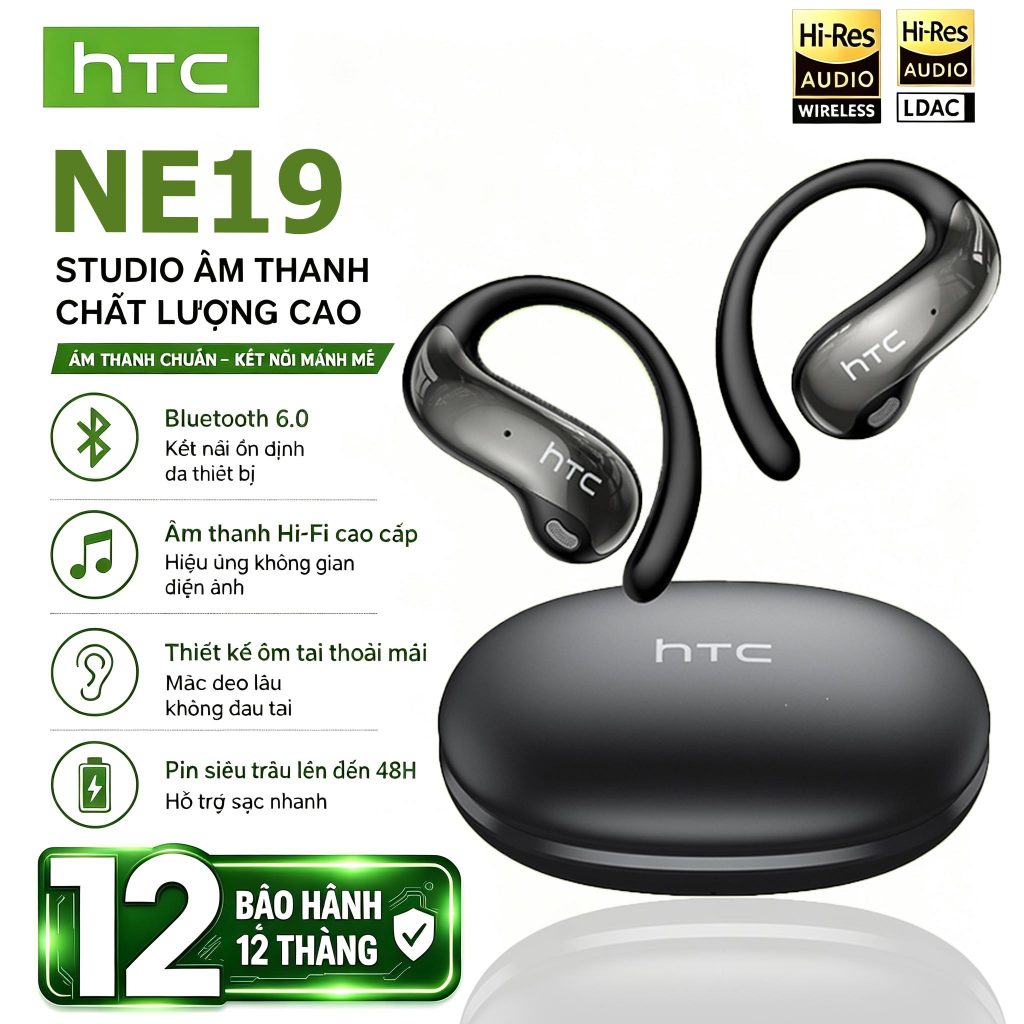 HTC NE19 AI tai nghe dịch thuật V5.4 Tai Nghe Bluetooth HIFI Gọi Chống Ồn Không Dây Chống Ồn IP54 Ta