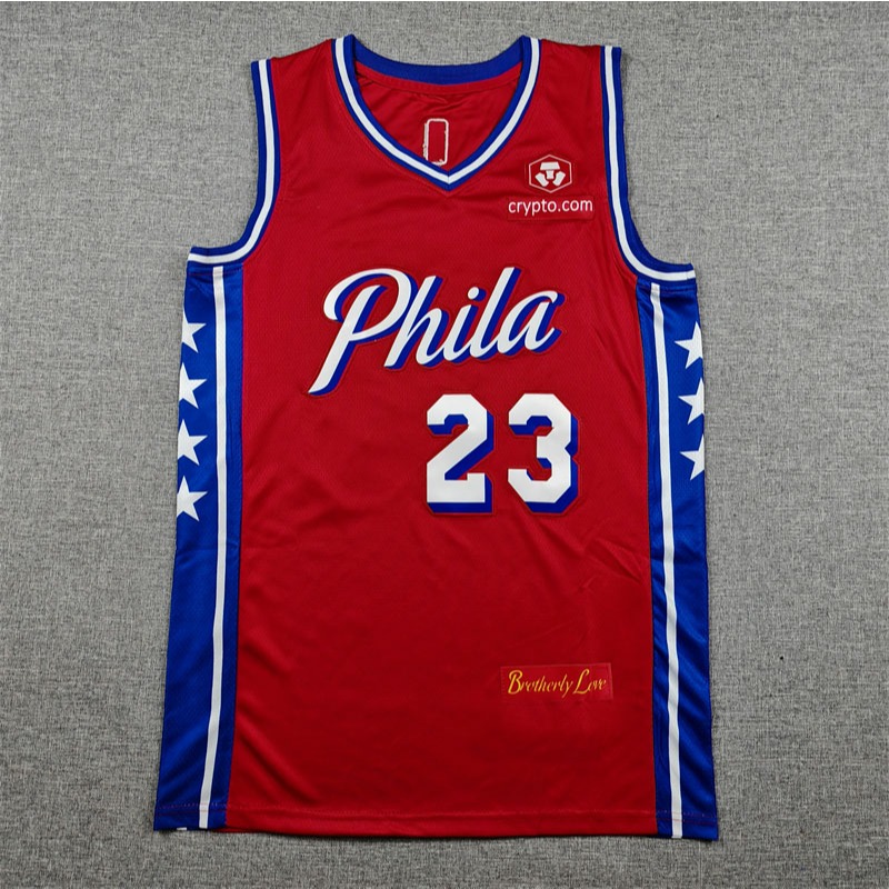 Áo thêu nam 76ers #23 Red Swingman Jersey Thể thao ngoài trời Áo bóng rổ nam