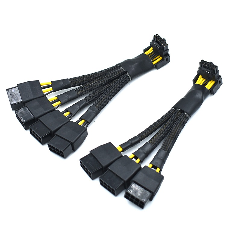 16 AWG PCIE 5.0 12VHPWR 600W 3x8 Pin / 4x8 Pin sang 16Pin (12 + 4Pin) Cáp chuyển đổi cung cấp góc ph