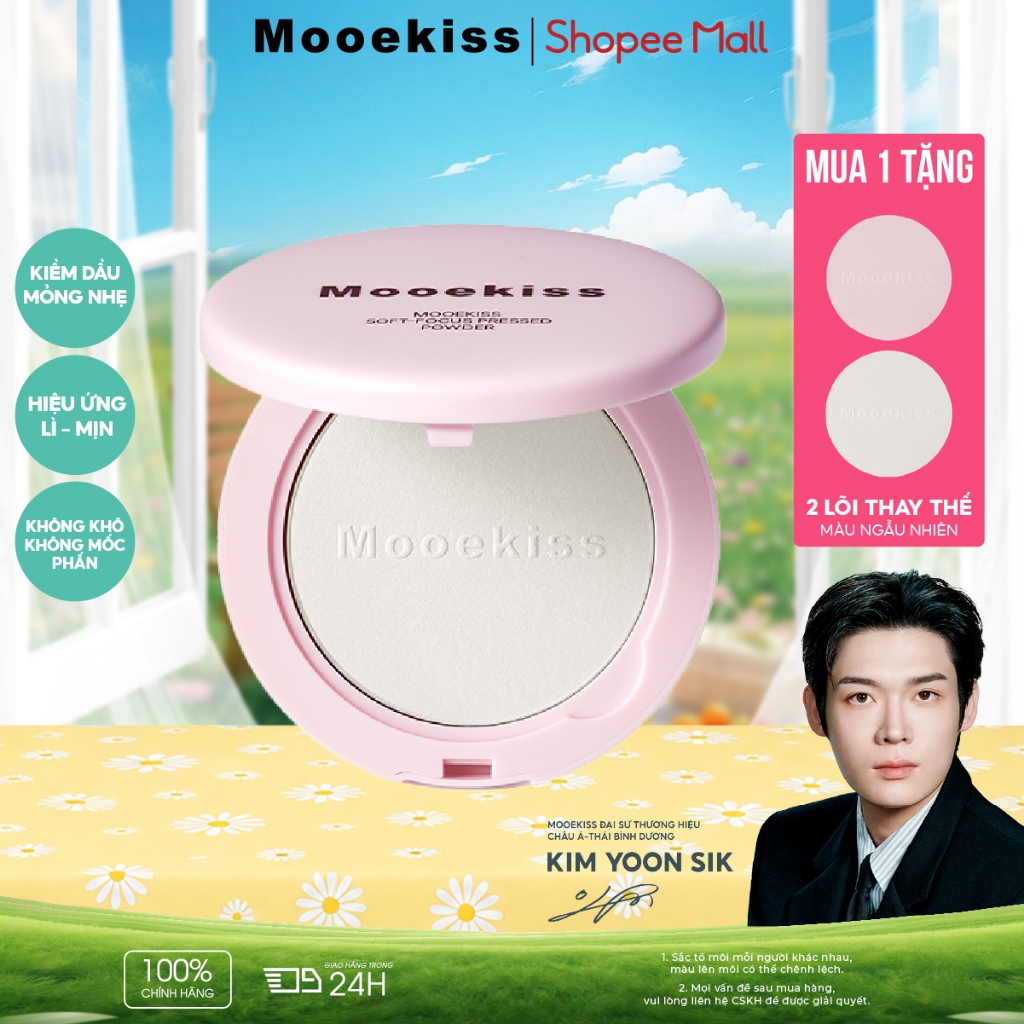 Phấn Phủ Mooekiss Dạng Bột, Kiềm Dầu, Lâu Trôi, Làm Mịn Da, Không Mốc Không Vón
