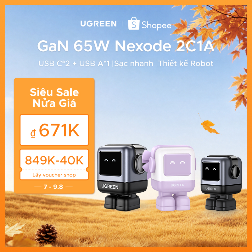 Ugreen Củ Sạc Nhanh Nexode GAN UGREEN Uno 65w 30w 3 Cổng usb c Công nghệ PD3.0/QC4.0/PPS Cho iphone 