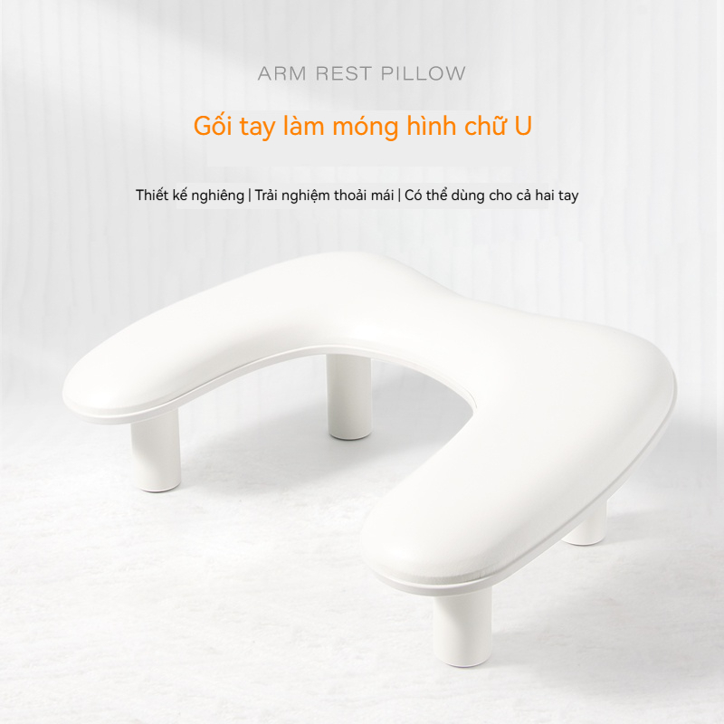 Đệm tựa tay hình chữ U dành cho tiệm làm móng chuyên nghiệp, bọc da PU mềm có đệm dày, chống axeton,