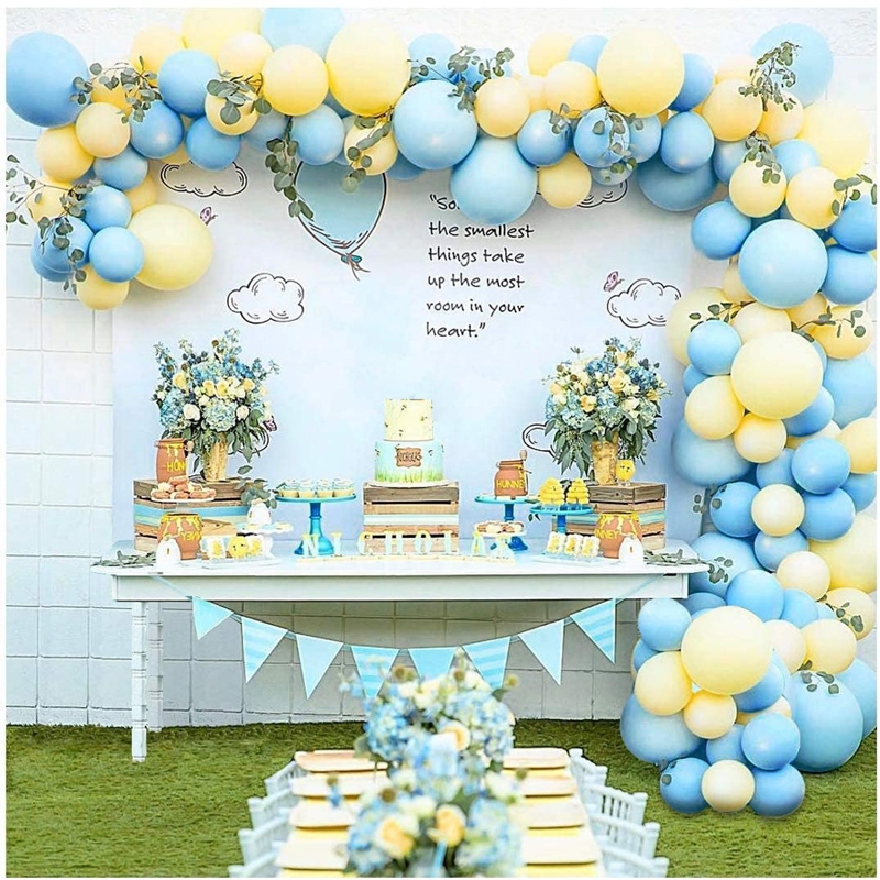 Macaron Xanh Yelloow Bóng Vòng Hoa Vòm Bộ Dụng Cụ Trẻ Em Sinh Nhật Cho Bé Tắm Nền Trang Trí Arche Ba