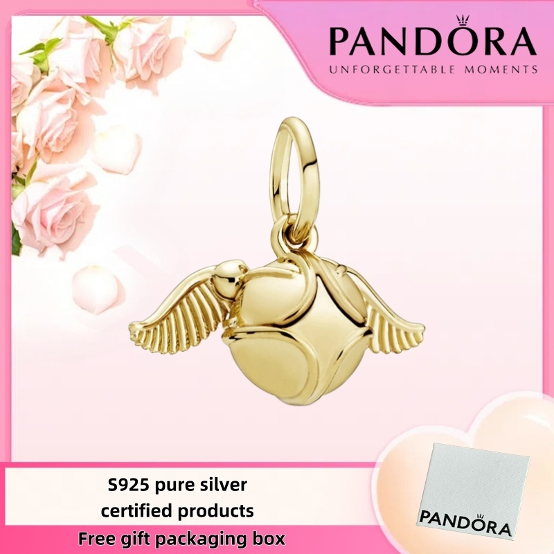 Pandora Mới Nhất S925 Bạc Nguyên Chất Gói Trang Sức Miễn Phí Pandora x Harry Potter Vàng Snitch Mặt 