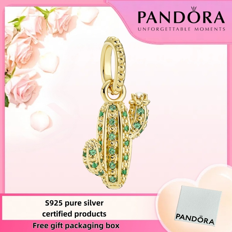 Pandora Mới Nhất S925 Bạc Nguyên Chất Gói Trang Sức Miễn Phí Pandora Lấp Lánh Sa Mạc Xương Rồng Mặt 