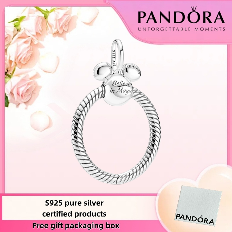 Pandora Mới Nhất S925 Bạc Nguyên Chất Gói Trang Sức Miễn Phí Pandora x Disney Chuột Mickey O Mặt Dây