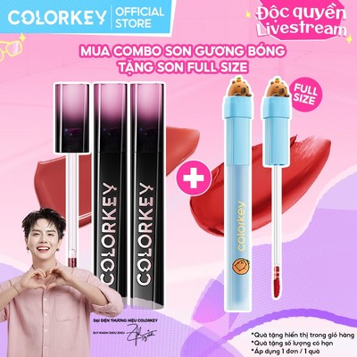 [KOL-EX] COMBO 2 Son Môi Gương Bóng COLORKEY Tạo Hiệu Ứng Căng Bóng Như Gương, Đôi Môi Đầy Đặn Quyến Rũ