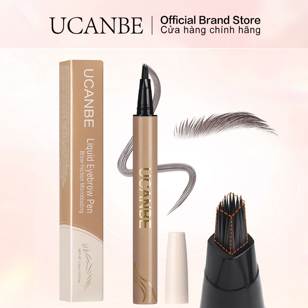 UCANBE Microblade Brow Pen-Ash Brown / Nâu đậm | Vết đột quỵ giống như tóc, mồ hôi & chống thấm nước, mặc cả ngày không phai màu, hoàn hảo cho lông mày thô