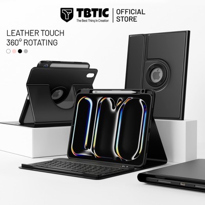 TBTIC 360° Ốp Da Xoay Cảm Ứng Cho iPad Thế Hệ 12 11 "A16 2025 / 11th Gen 11" A16 / 10th Gen 10.9 "Có Giá Đỡ Bút Chì Tự Động Đánh Thức Giấc Ngủ | Chỉ trường hợp | Gói bàn phím