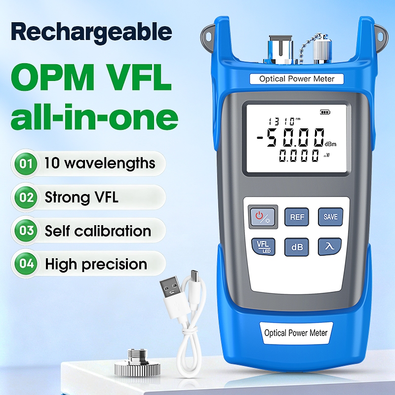 Máy đo công suất quang học -50 ~ + 10dbm Máy kiểm tra cáp quang OPM Máy kiểm tra sợi opm với vfl