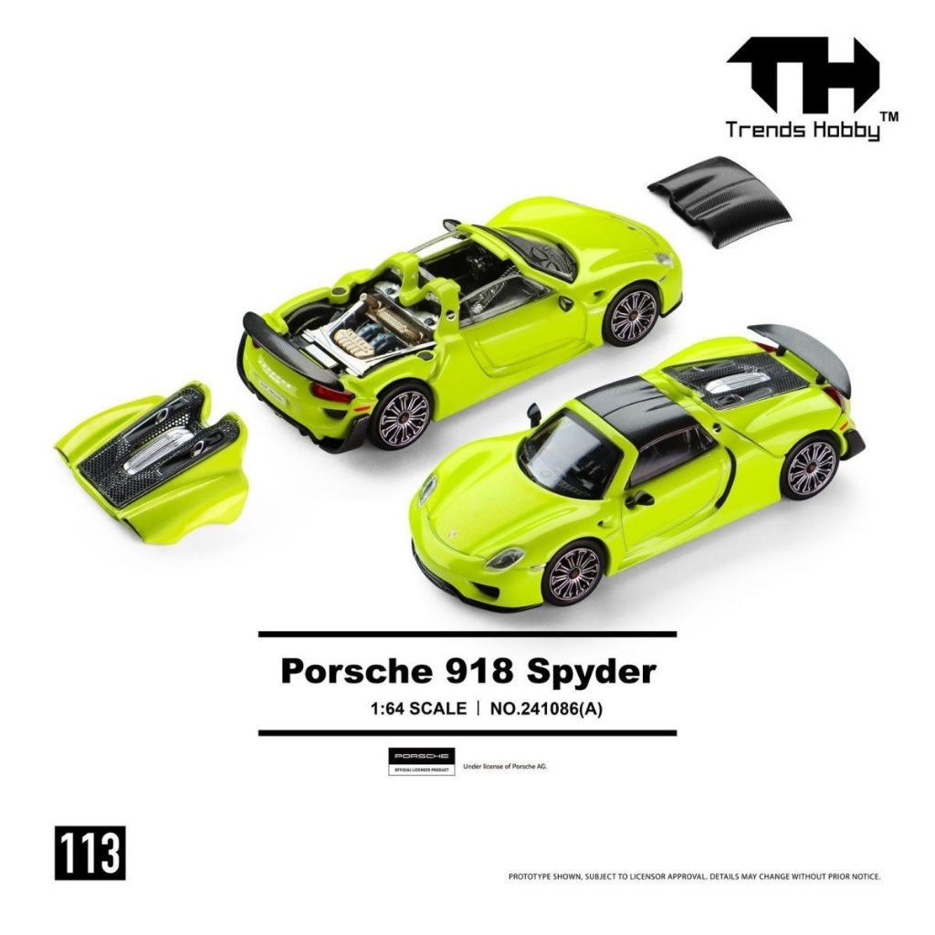 Hợp Thời Trang Sở Thích TH 1 / 64 Porsche 918 Spyder Xanh Mô Phỏng Siêu Xe Hợp Kim Bộ Sưu Tập Mẫu Xe