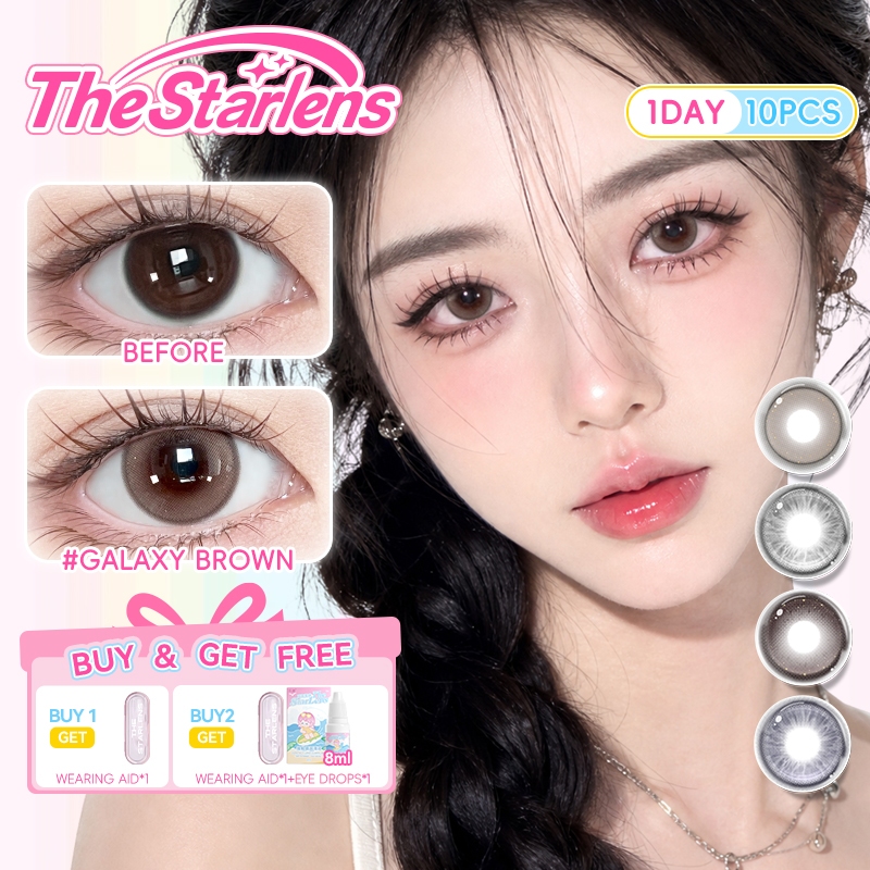 Kính áp tròng Starlens 10 chiếc màu nâu / xám / tím / đen mỹ phẩm 1 ngày sử dụng Grade0.0-8.0 DIA14.