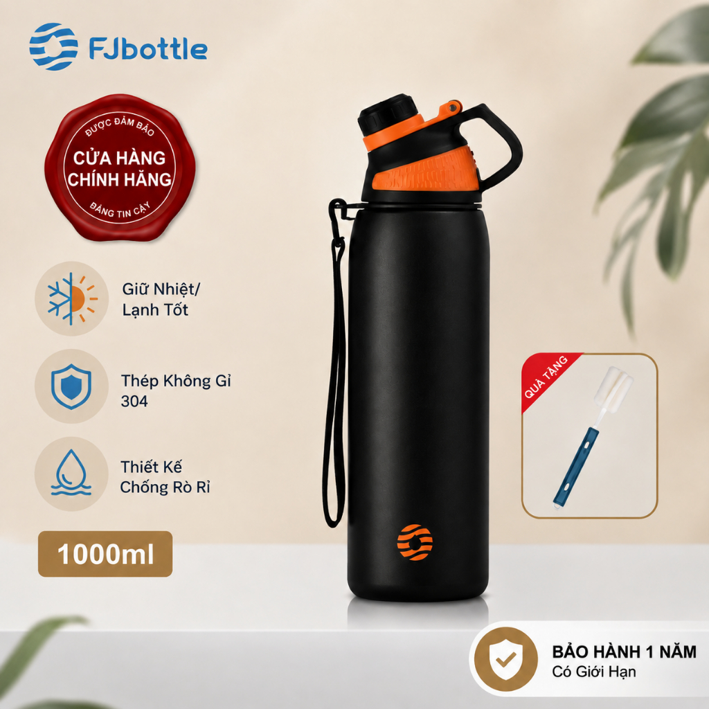 Bình Giữ Nhiệt FJbottle 600/800/1000/1500ml Bình Nước Giữ Nhiệt Thể Thao Cho Học Sinh, Kèm Cọ Rửa