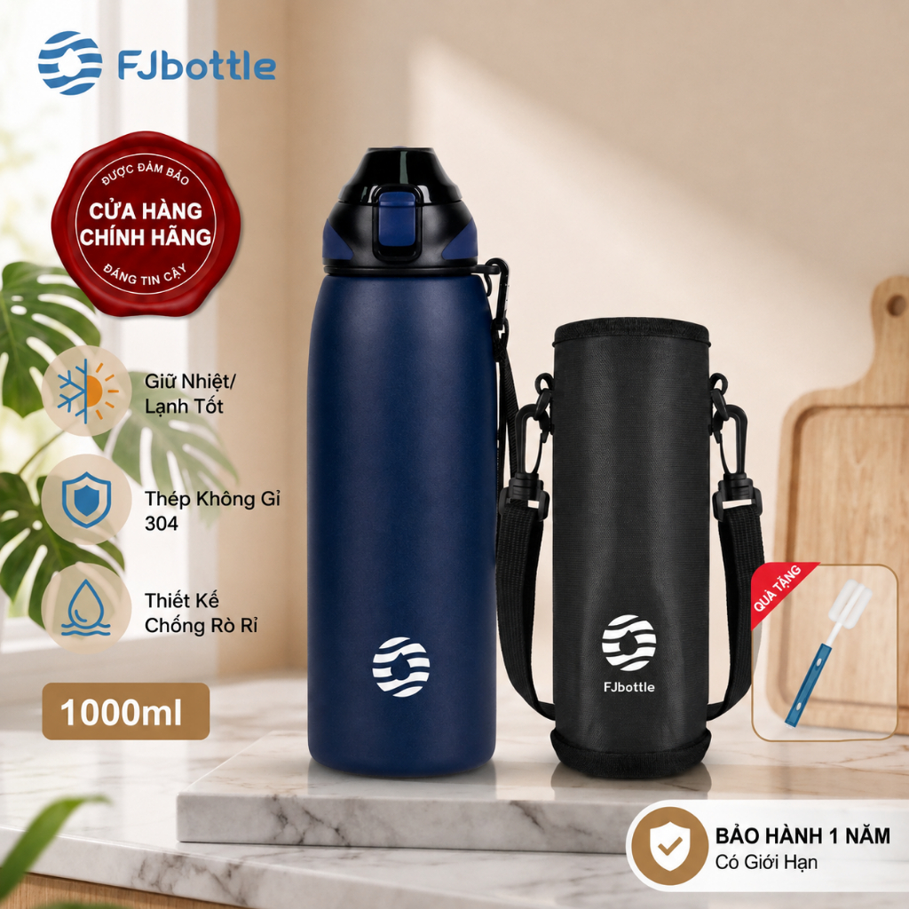 Bình Giữ Nhiệt FJbottle Energetic One-Touch 600/800/1000ml Bình Nước Giữ Nhiệt Thể Thao Kèm Túi