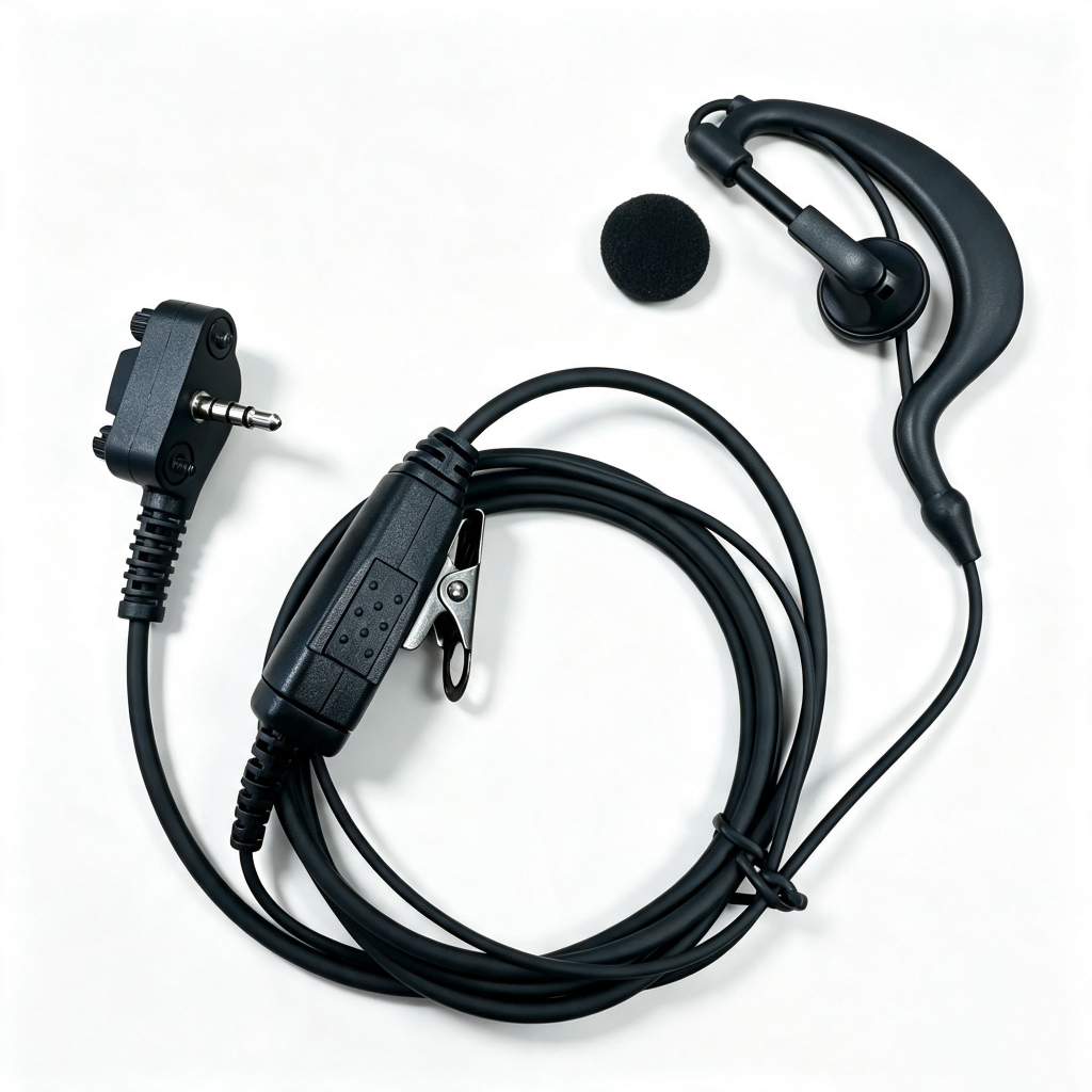 Tai nghe vô tuyến hai chiều có Mic PTT, Tai nghe cắm 3,5 mm có khóa vít với miếng đệm tai xốp bổ sun