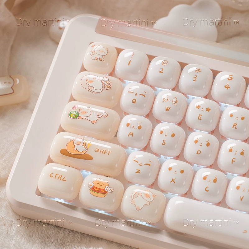 [Chỉ Keycap] Burger Kitten Keycap PC Bề mặt bóng 119 phím Cấu hình MOG cho Cherry MX Switch Bàn phím