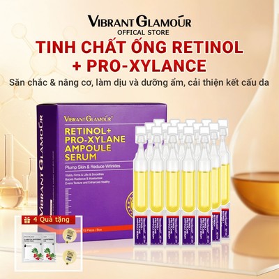 Tinh Chất Ống Ampoule VIBRANT GLAMOUR Retinol Pro-Xylane Chống Lão Hóa Săn Chắc Da Mờ Nếp Nhăn Nhẹ Nhàng Không Bí Dầu Hộp 15 Ống Mỗi Ống 2Ml