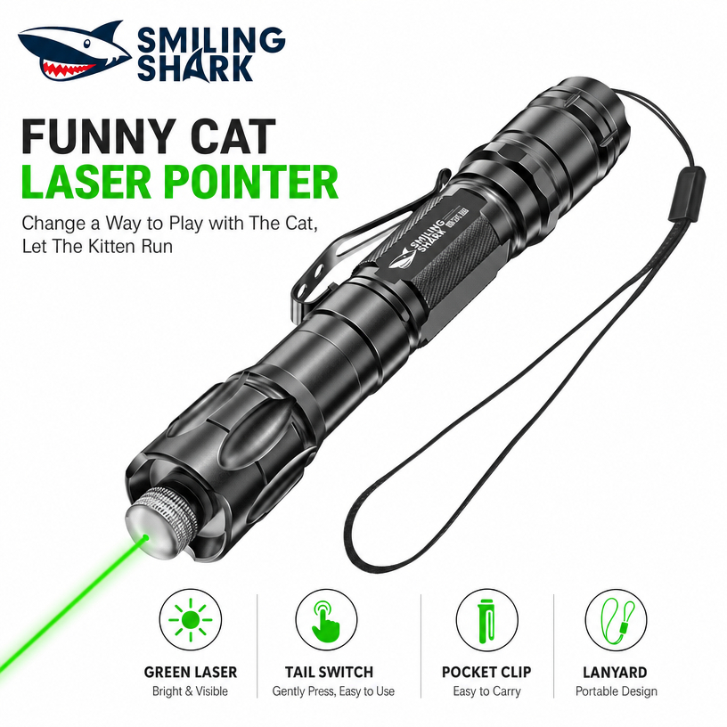 Cá Mập Cười JG0715 Laser Con trỏ Bút Laser Xanh 18650 Sạc Ngoài Trời Bắn Dài Đồ Chơi Mèo Màn Hình Gi