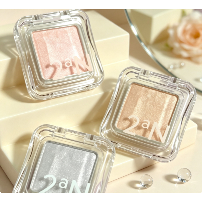 Bột highlight lung linh đơn 2an mini cầm tay nhỏ gọn sâm panh bạc hồng tự nhiên dewy