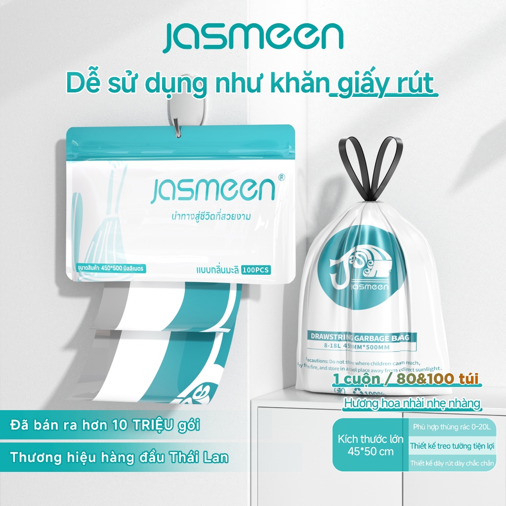 Túi rác sinh học JASMEEN-Hương hoa nhài- Chịu nhiệt tốt- Tải trọng>10kg- Chất…