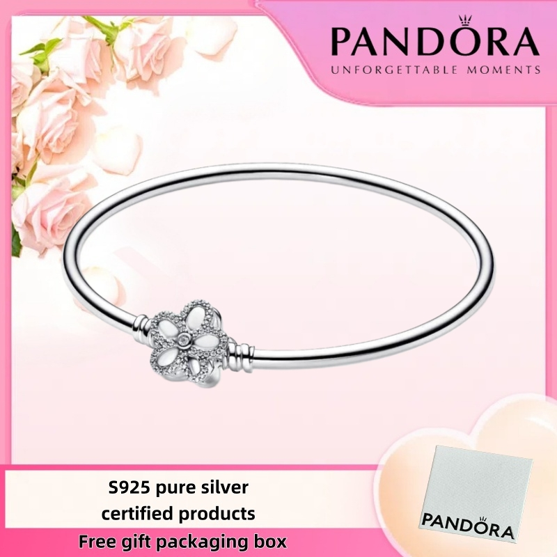 Pandora Mới Nhất S925 Bạc Nguyên Chất Gói Trang Sức Duty Free Pavé Hoa Lắc Tay Thời Trang Thanh Lịch