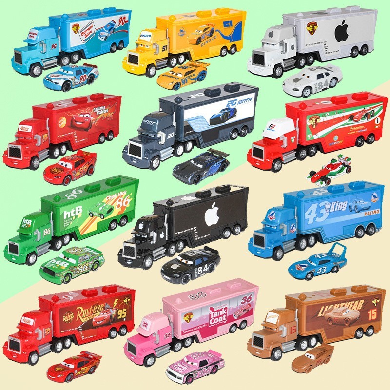 2 Cái / bộ Đua Xe Ô Tô Hợp Kim Xe Mô Hình McQueen Kéo Xe Ô Tô Vua Đường Bully Bác McQueen Hộp Đựng X
