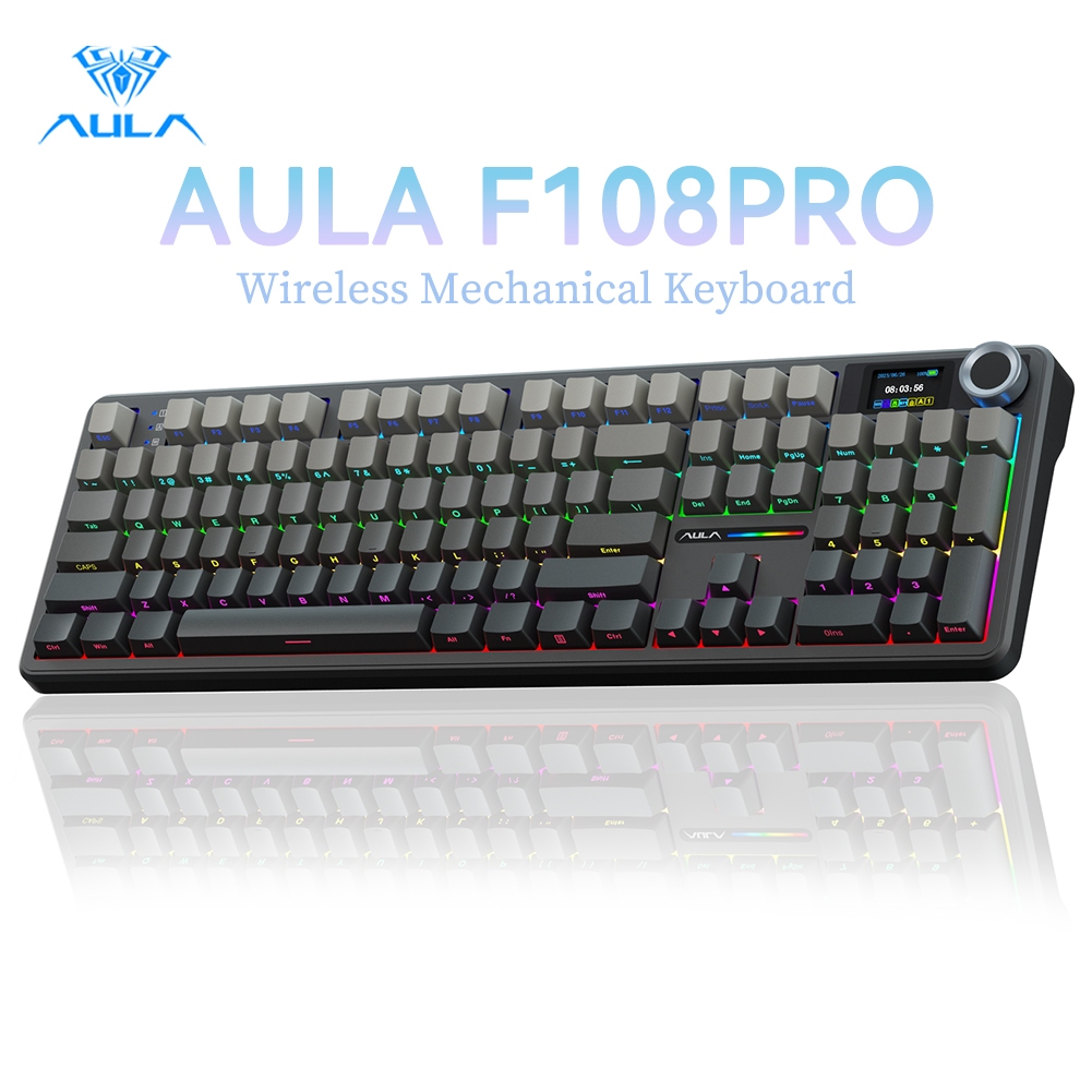 Aula F108 PRO Bàn phím cơ tùy chỉnh 108 phím Bluetooth / 2.4G / có dây Đèn RGB có thể hoán đổi nóng 
