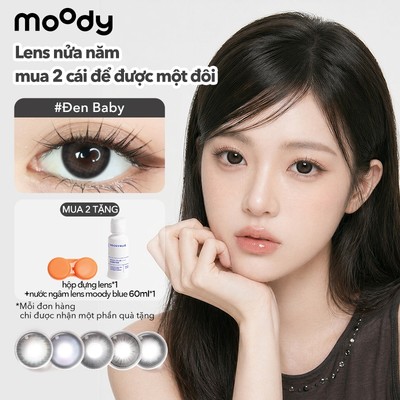 [Kaka] Kính áp tròng 6 tháng moody màu Đen Baby, có độ cận 0-7, độ giãn tròng 14.0 – 14.5mm, 01 chiếc