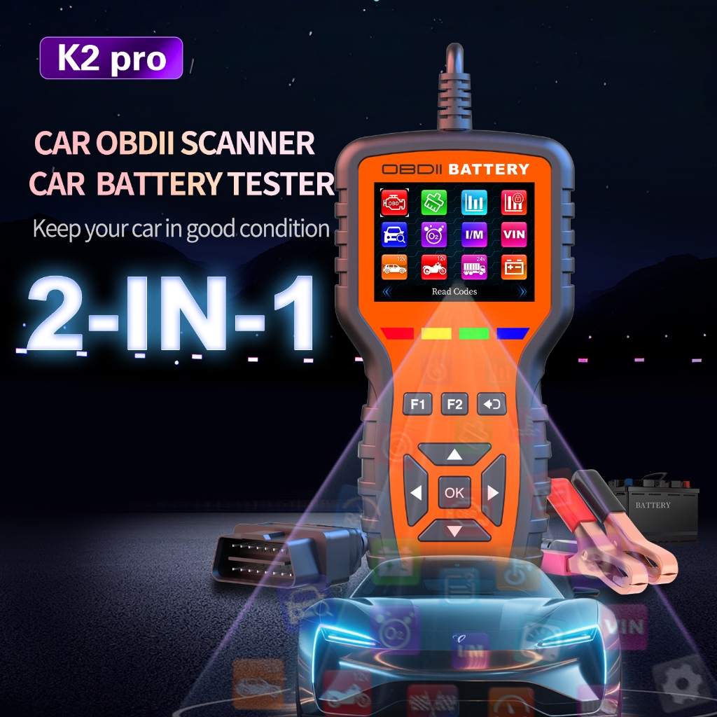 K2 PRO 2-in-1 OBD2 Scanner + HUD + Battery Tester – Công Cụ Chẩn Đoán Ô Tô Toàn Diện