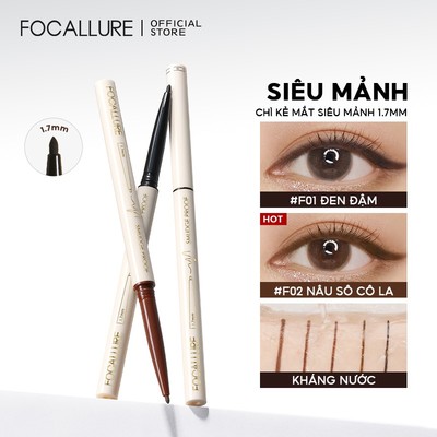 Bút chì kẻ mắt FOCALLURE đầu mảnh 1.7mm chống thấm nước lâu trôi 0.1g