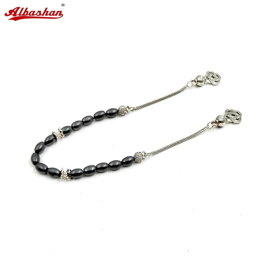 2026 Mới Tasbih hematite Đá Thời Trang 15 Vòng Tay Eid Xám misbaha