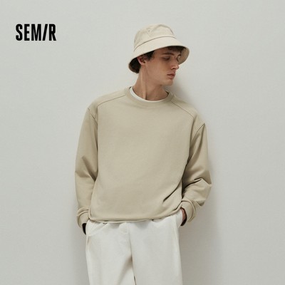 Semir Nặng Cotton Cổ Tròn Áo Nam Chắc Chắn Thư Giãn Tam Giác Chèn Văn Phòng Thường Ngày 2026