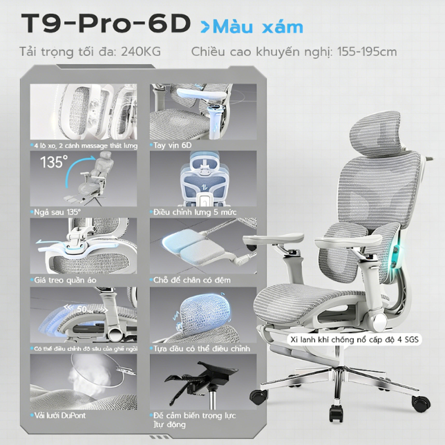 Xpanse LS900 ghế công thái học,Nâng cấp lưới thoáng khí kèm tựa lưng độc lập | ghế xoay văn phòng | 