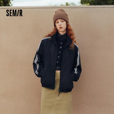 Semir Họa Tiết Ren Viền Áo Khoác Nữ Đứng Cổ Quá Khổ Thả Vai Nữ Tính Thể Thao Thường Ngày 2026