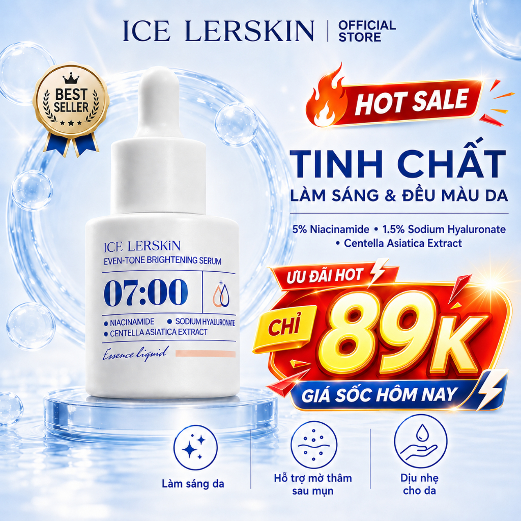 ICE LERSKIN Tinh Chất Sáng Da | 5% Niacinamide + HA + Rau Má | Hỗ Trợ Da Xỉn Màu & Vết Thâm Sau Mụn