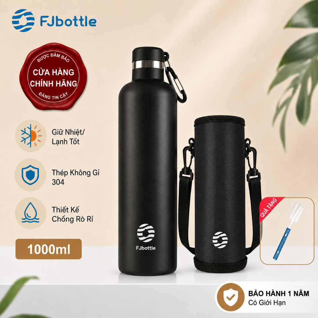 Bình Giữ Nhiệt FJbottle 750ml/1000ml Bình Nước Giữ Nhiệt Thể Thao Cho Học Sinh, Kèm Túi