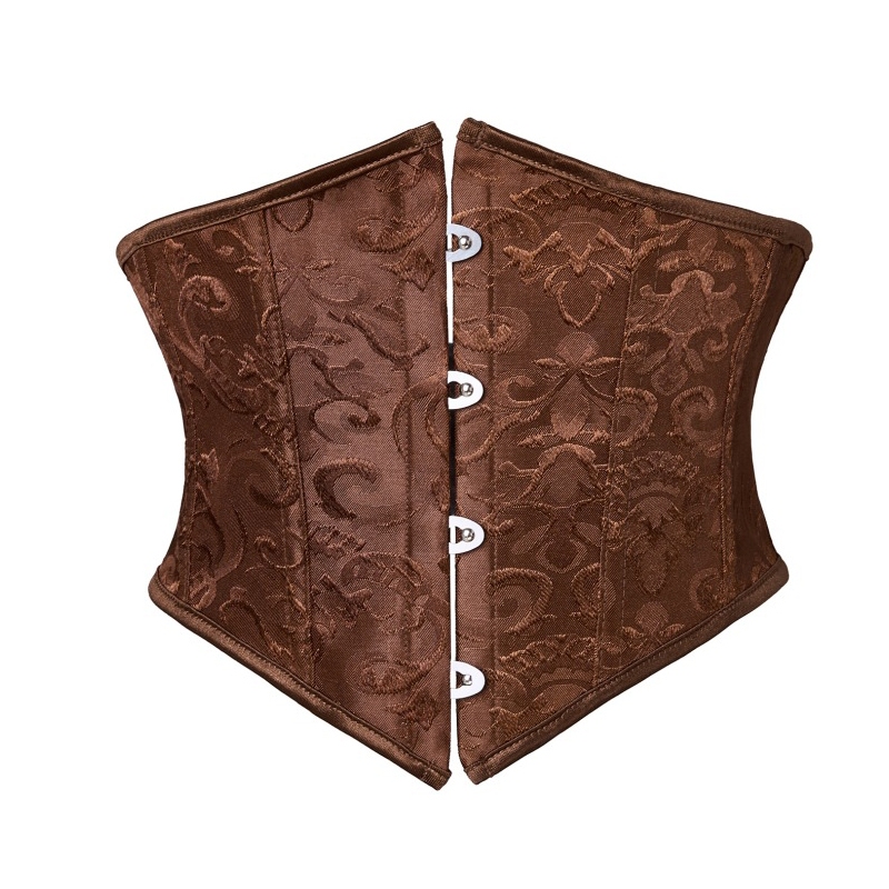 Jacquard Underbust Corset Đen Nâu Gợi Cảm Corset Bustier Top Eo Huấn Luyện Cincher Nữ Shapewear