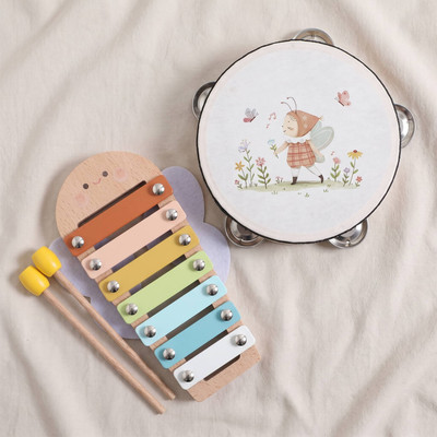2 Chiếc Trẻ Em Bằng Gỗ Bộ Nhạc Cụ Montessori Âm Nhạc Cảm Giác Đồ Chơi, Nhận Thức Màu Sắc Nhịp Điệu Đào Tạo Quà Tặng Cho Bé 1-3 Tuổi Quà Tặng Giáng Sinh