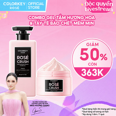 [KOL] COMBO Tẩy Tế Bào Chết COLORKEY ROSÉ Giúp Da Mềm Mịn, Hương Thơm Ngọt Ngào 200g/hộp & Sữa Tắm COLORKEY ROSÉ – Lưu Hương Hoa Ngọt, pH Thấp Dịu Nhẹ, Dưỡng Ẩm Sáng Da 400ml