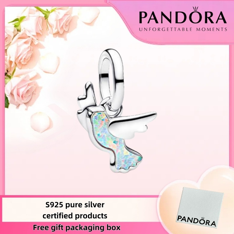 Mới nhất S925 Bạc Nguyên Chất Gói Trang Sức Không Nhiệm Vụ Pandor Trắng Dove Mini Tòn Ten Charm