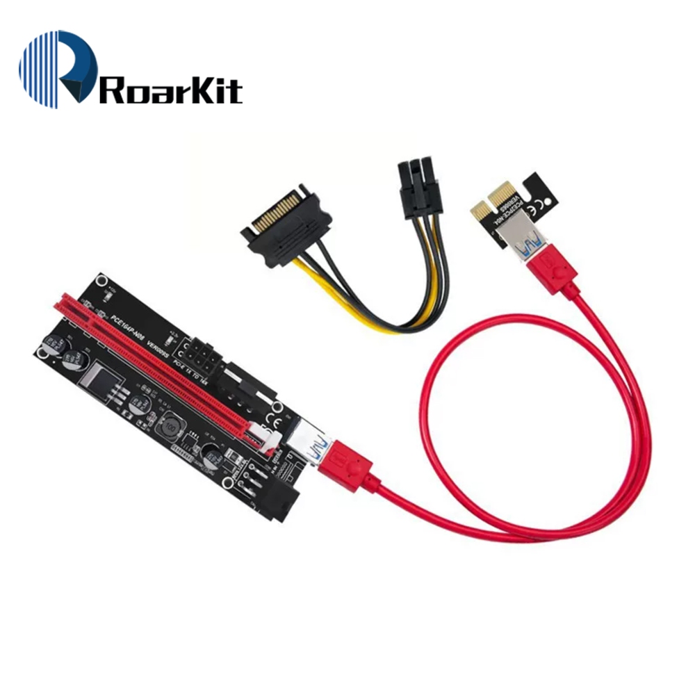 MỚI VER009S Plus PCI-E Riser Card 009S Plus PCIE X1 đến X16 4Pin 6Pin Power 60CM Cáp USB 3.0 cho Car